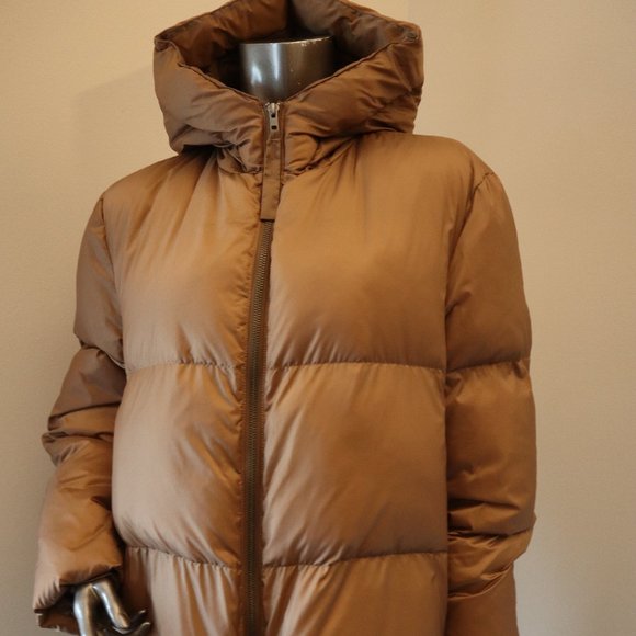 VINCE Puffer Jacket Hoodie Mocha Nylon Women Size Medium New Tag $845 - Picture 7 of 12